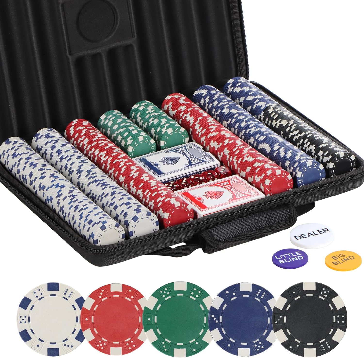 LUOBAO poker chips set displayed on a table for game play