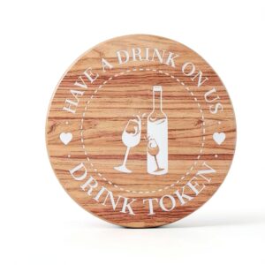 Marsui Wooden Drink Tokens Rustic Design Bulk Pack-0