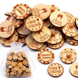 Motionchic Wooden Drink Tokens Poker Chips Party Supplies-0