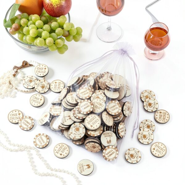Motionchic Wooden Drink Tokens Poker Chips Party Supplies-3